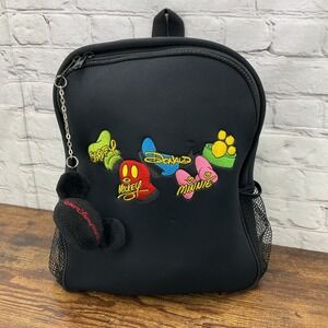 Disney Goofy Mickey Donald Minnie Pluto Embroidered Backpack 13" x‎ 10" Neoprene